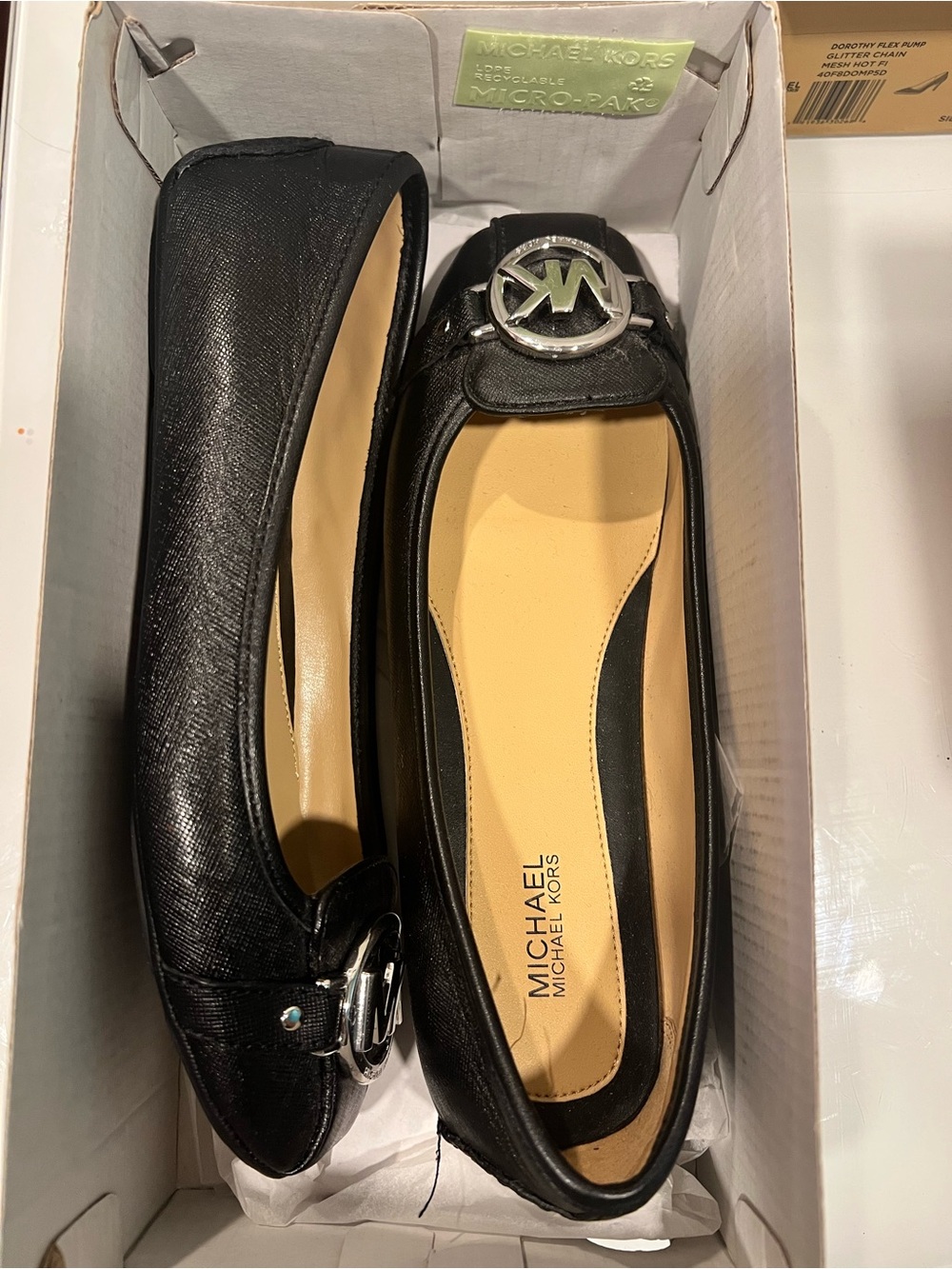 Michael Kors Women's Black Logo Ballet Flats